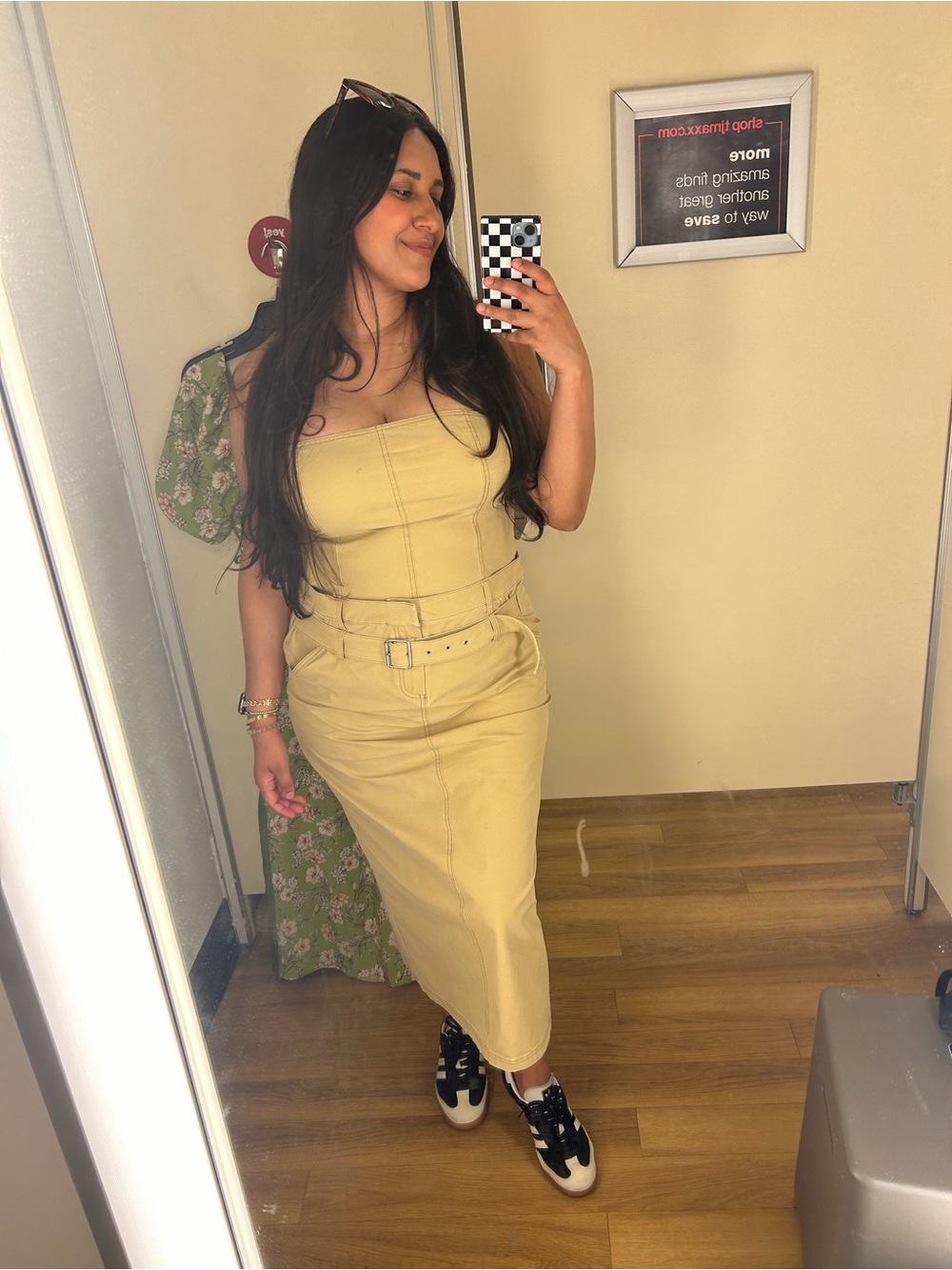 Zara Strapless Belted Midi Dress in Pale Yellow